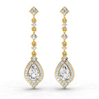 1.39 Carat Pear Shape Dangle Diamond Earrings 14K