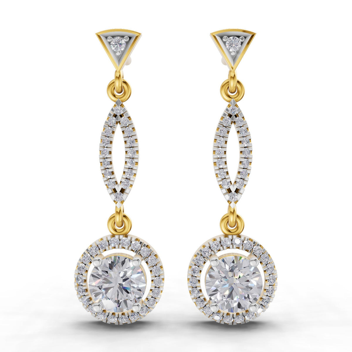 0.89 Carat Dangle Diamond Earrings 14K