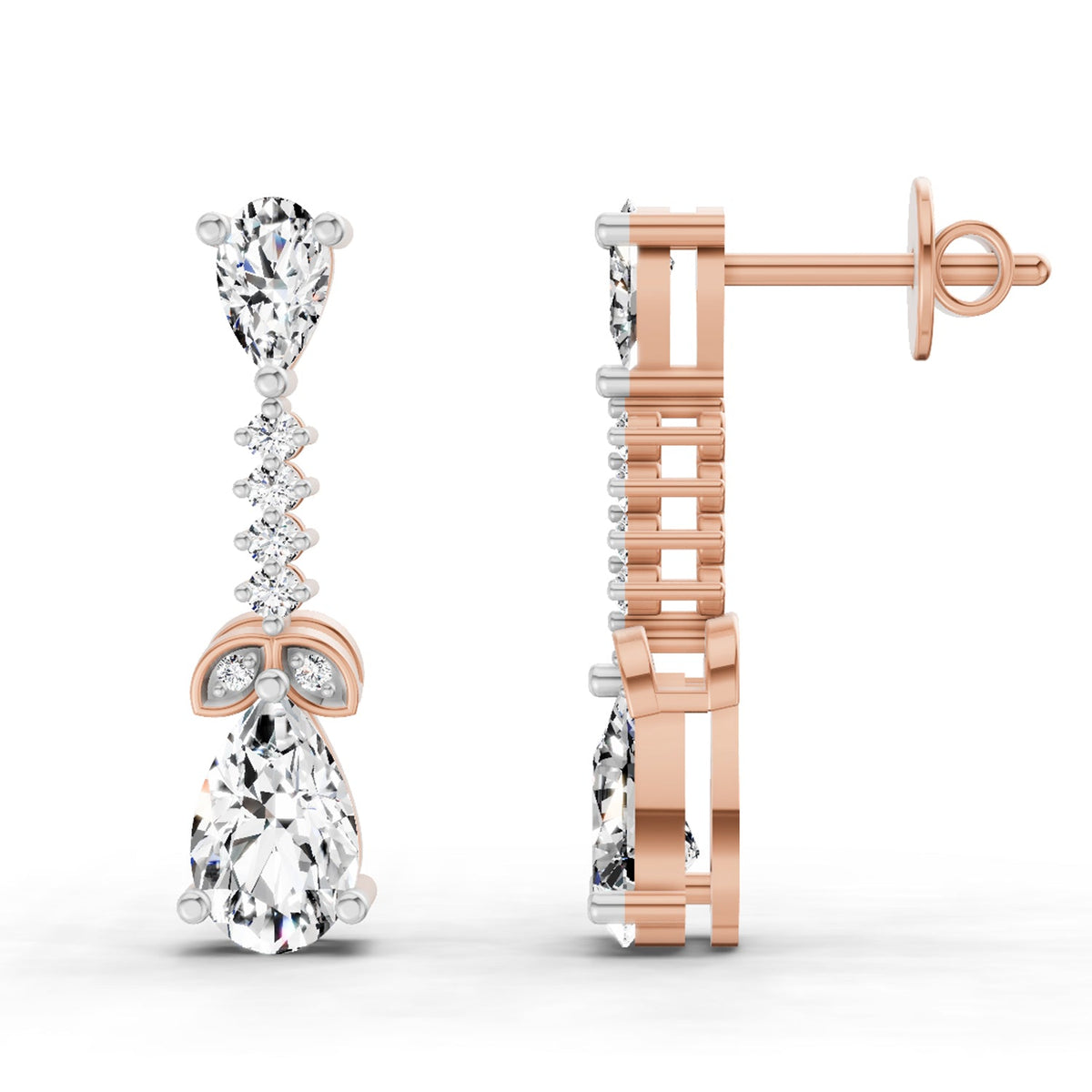 Sparkling Pear Diamond Dangle Earrings