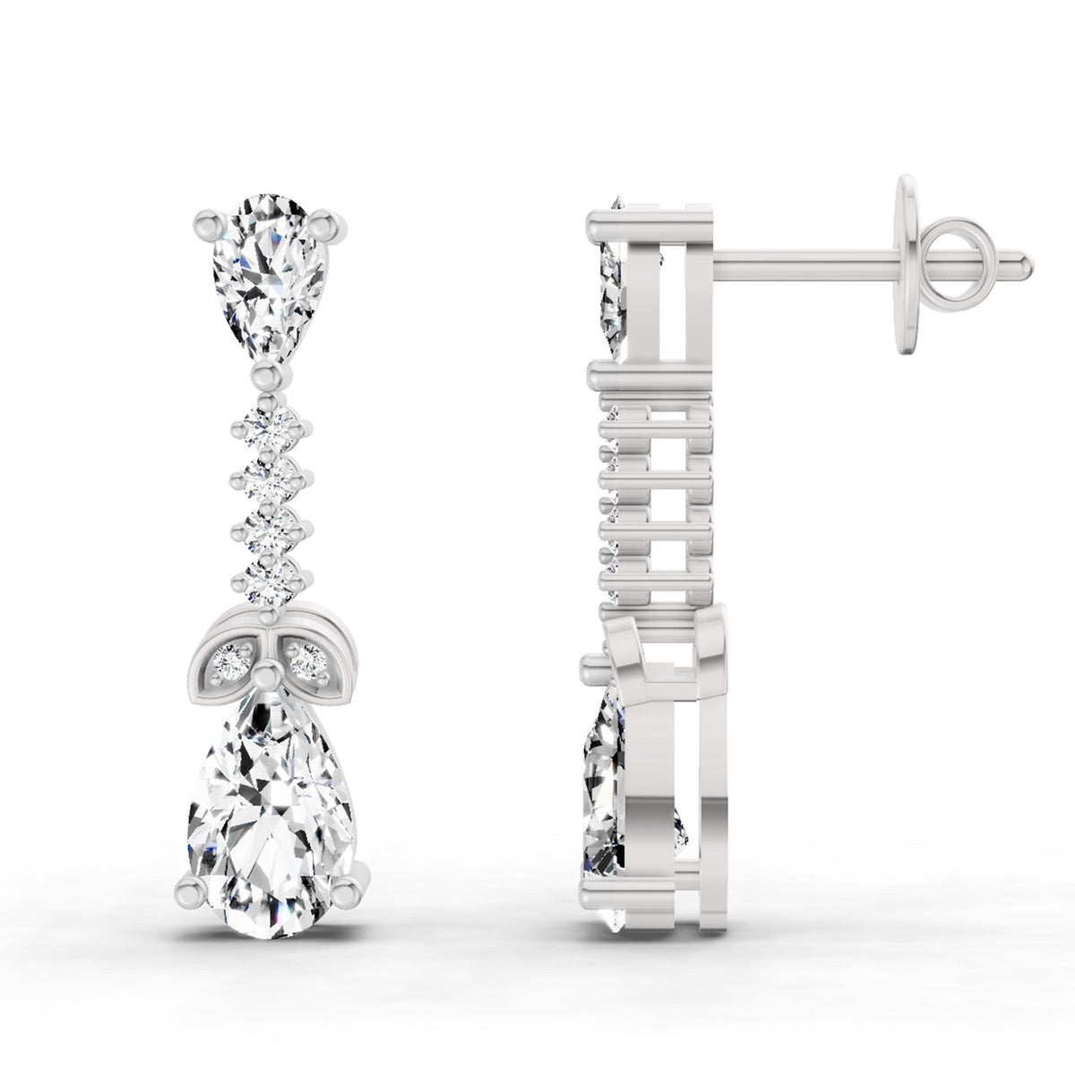 Sparkling Pear Diamond Dangle Earrings