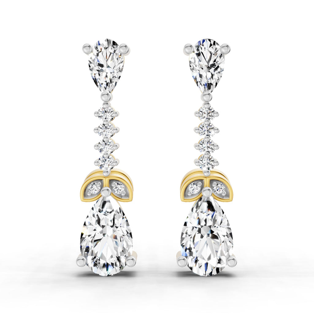 2.5 Carat Pear Shape Dangle Diamond Earrings 14K