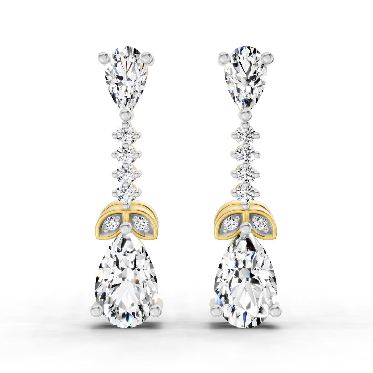 2.5 Carat Pear Shape Dangle Diamond Earrings 14K