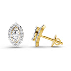 0.66 Carat Marquise Shape Halo Diamond Earrings 14K