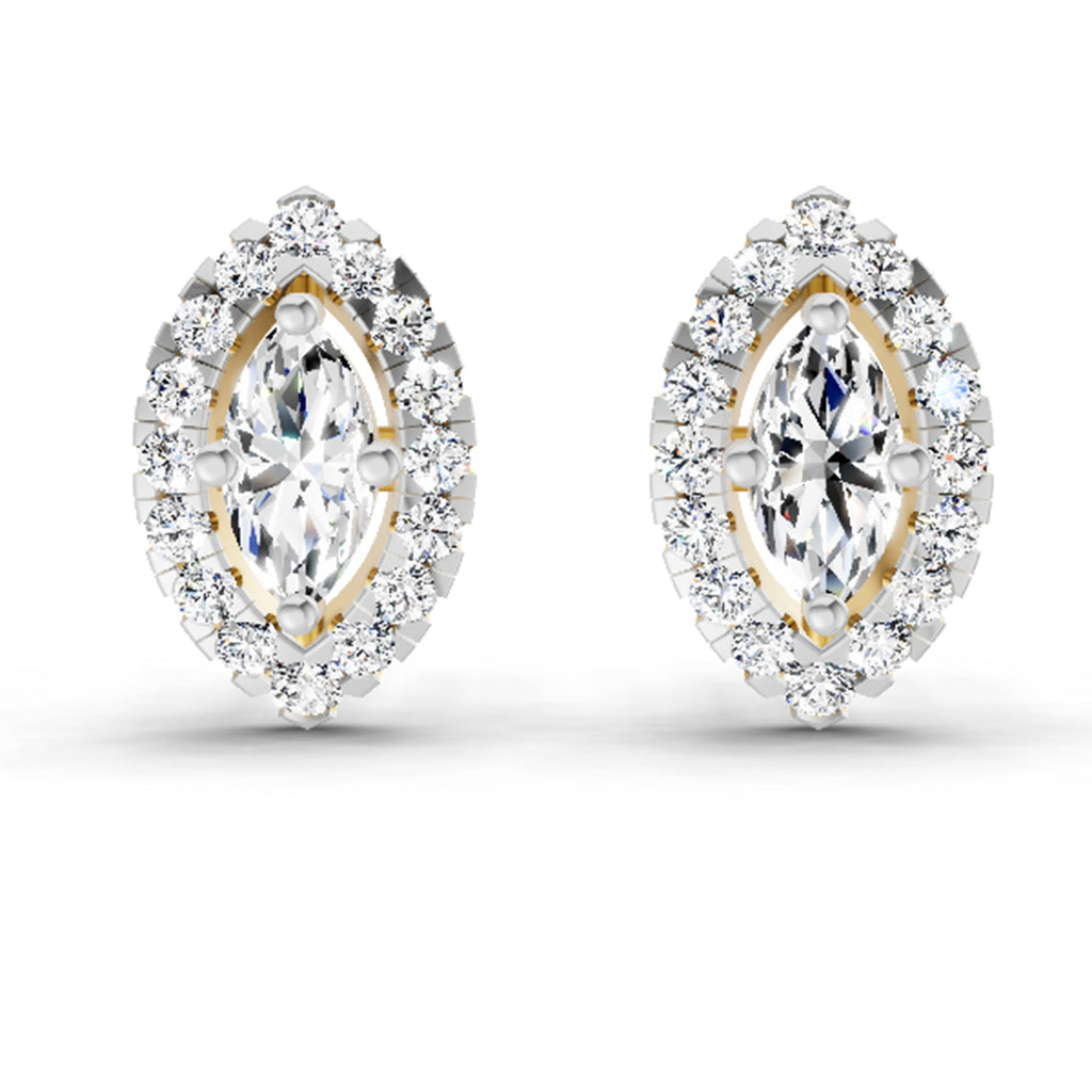 0.66 Carat Marquise Shape Halo Diamond Earrings 14K