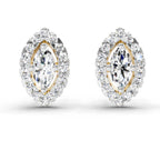 0.66 Carat Marquise Shape Halo Diamond Earrings 14K