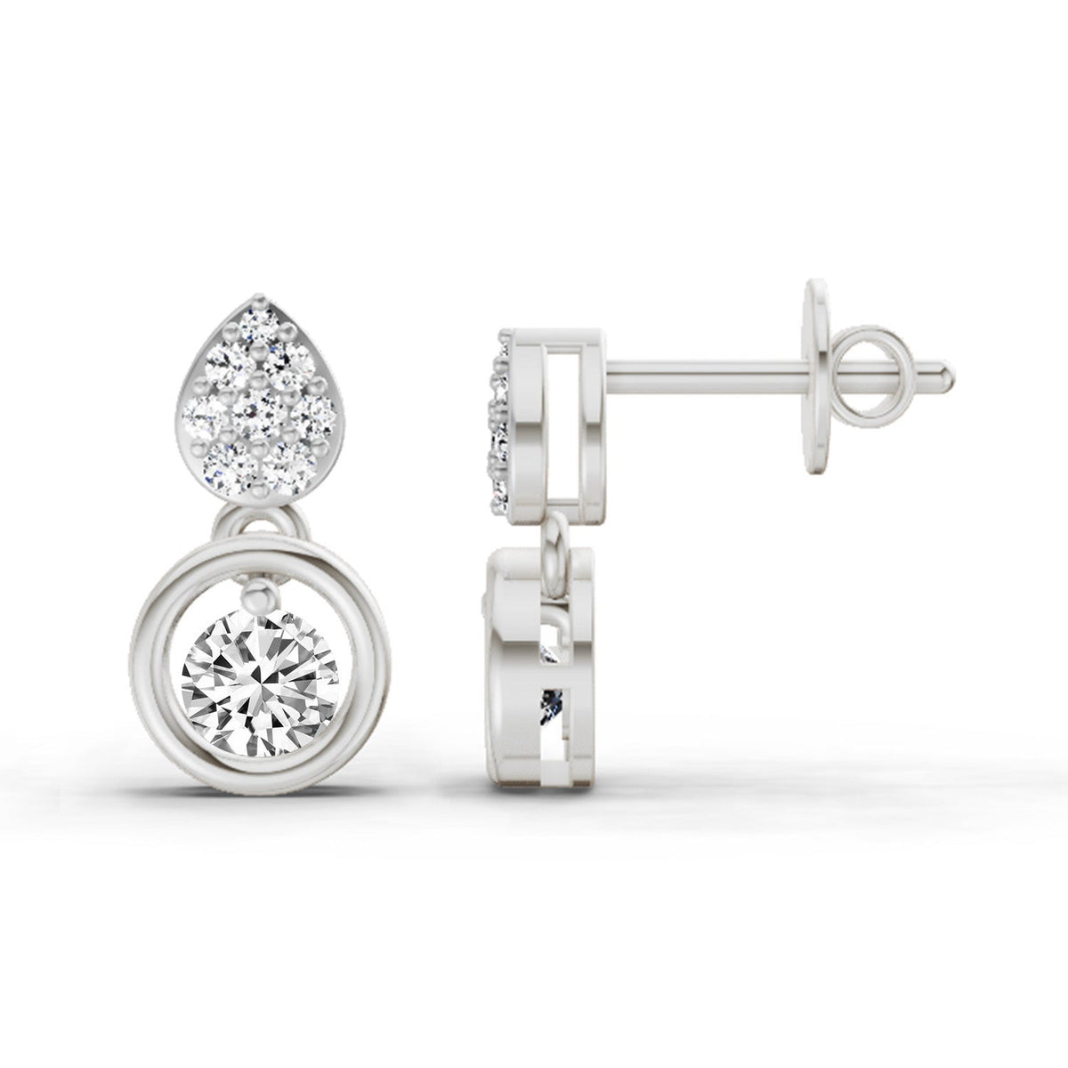 Exquisite Pear Solitaire Diamond Stud Earrings