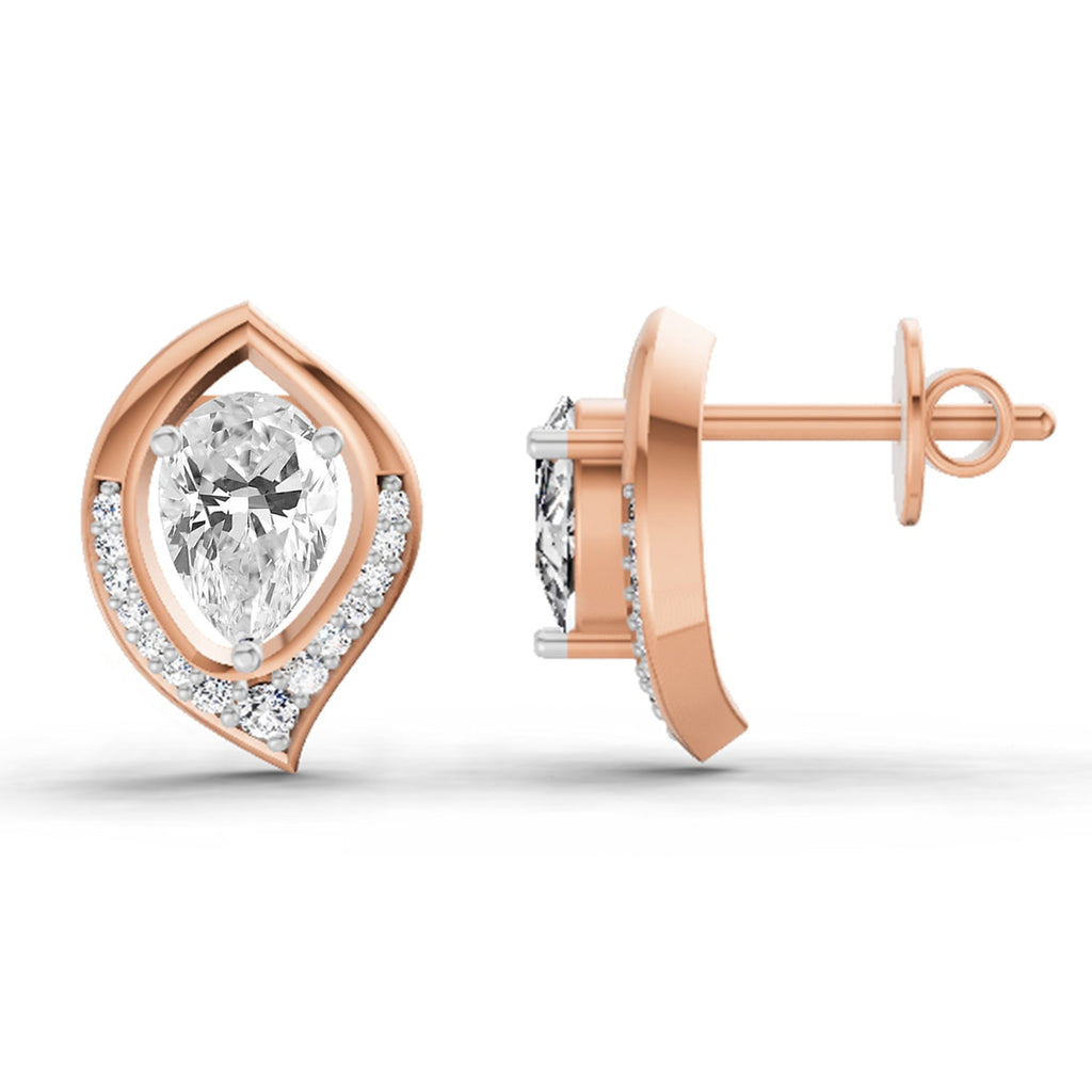 Exquisite Pear Halo Diamond Stud Earrings