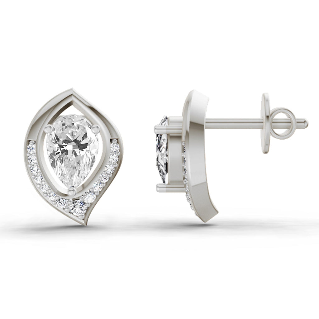 Exquisite Pear Halo Diamond Stud Earrings
