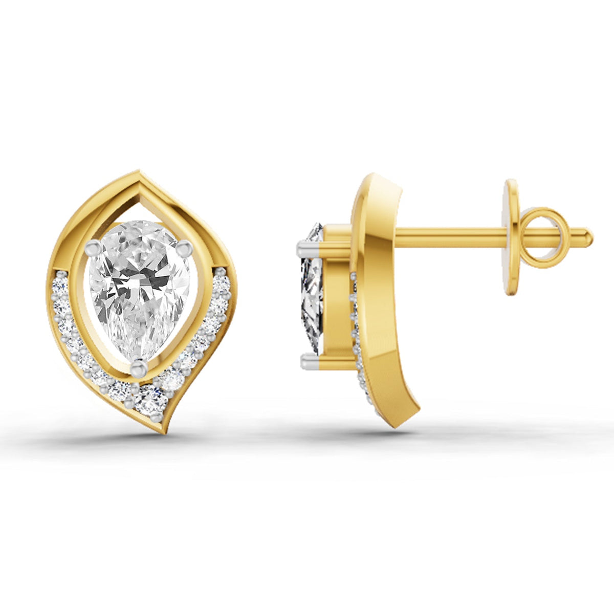 0.81 Carat Pear Halo Stud Earrings 14K