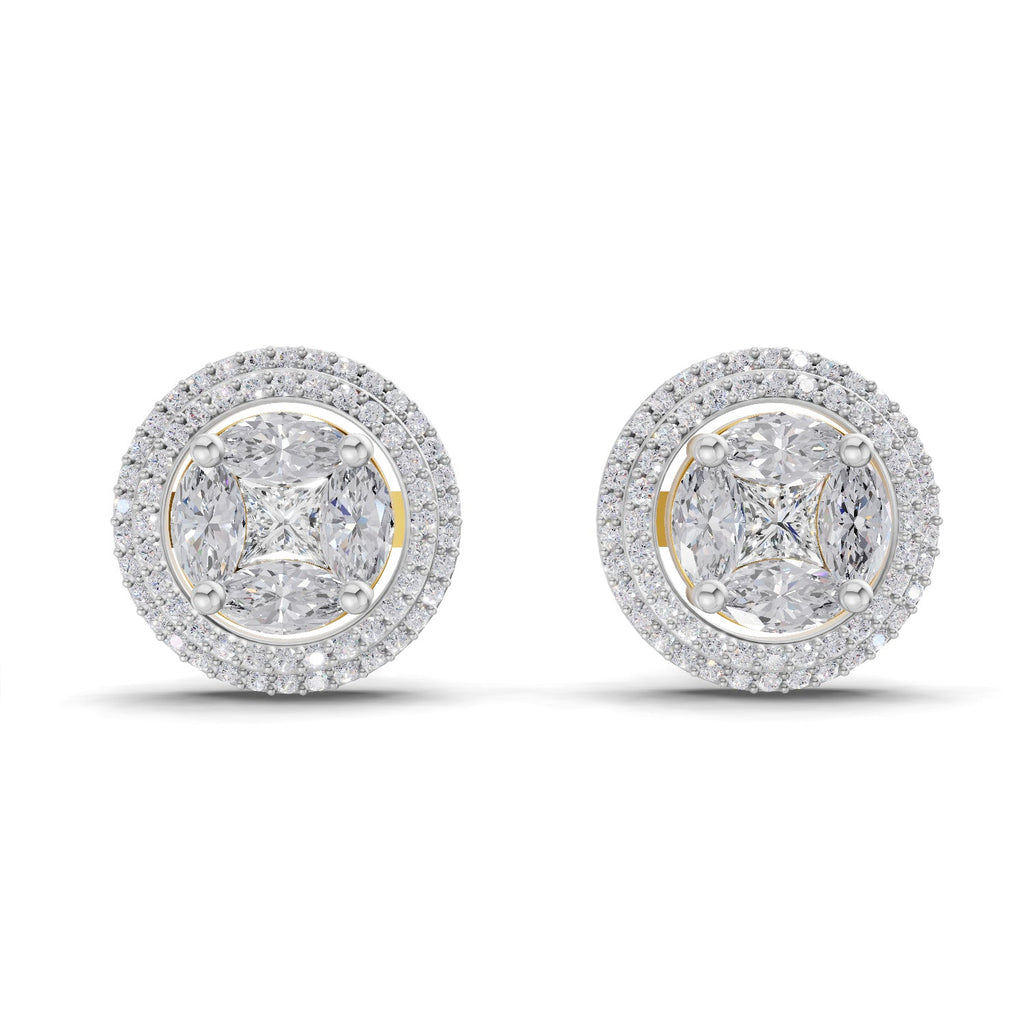1.74 Carat Marquise Shape Halo Diamond Earrings 14K