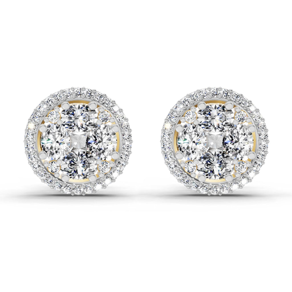 2.05 Carat Oval Shape Cluster Diamond Earrings 14K