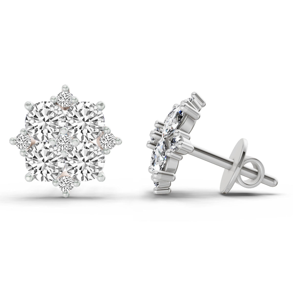 Timeless Round Cluster Diamond Earrings