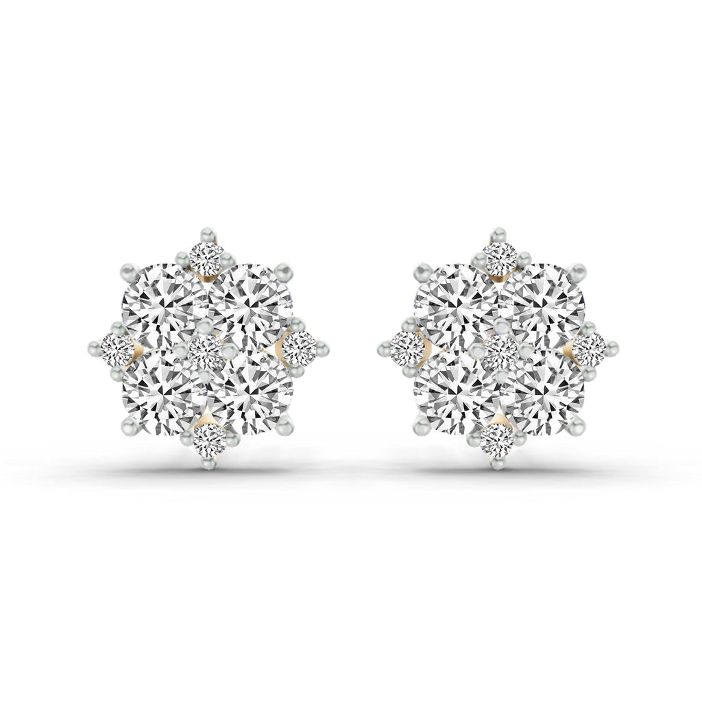 1.23 Carat Round Cluster Earrings 14K