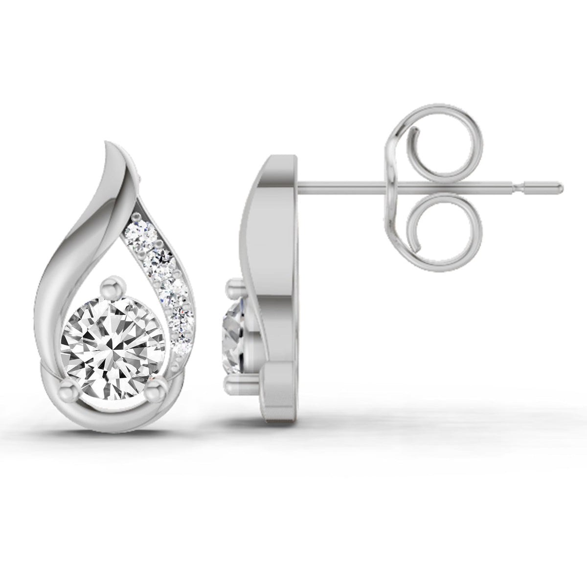 Shimmering Round Diamond Stud Earrings