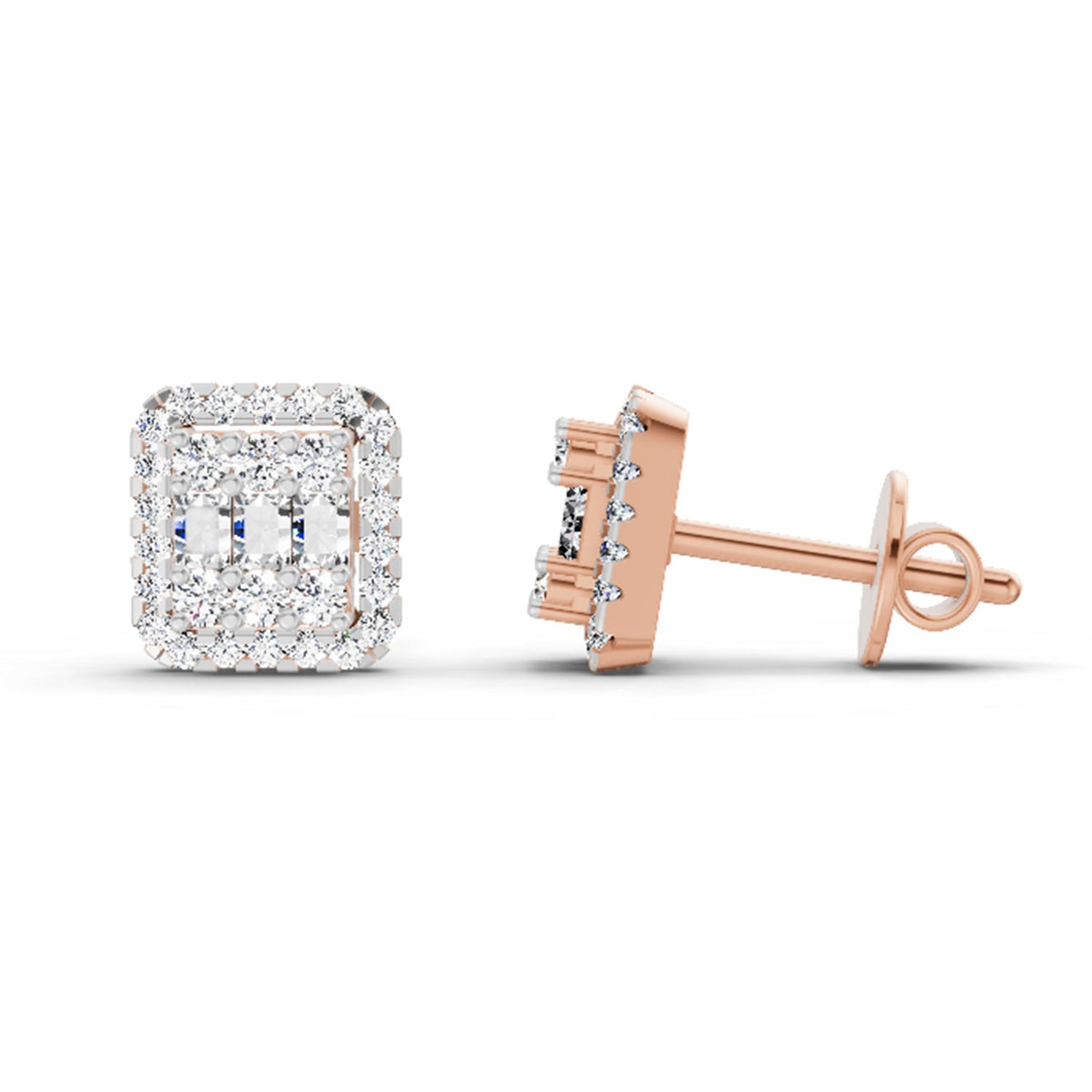 Dazzling Baguette Cluster Diamond Earrings