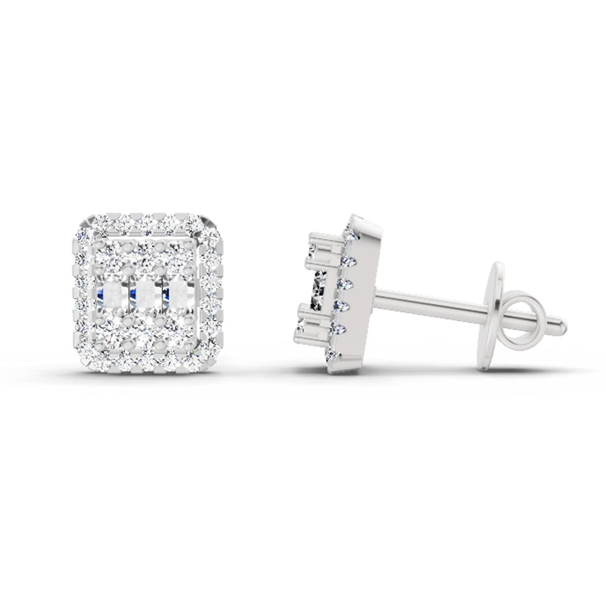 Dazzling Baguette Cluster Diamond Earrings