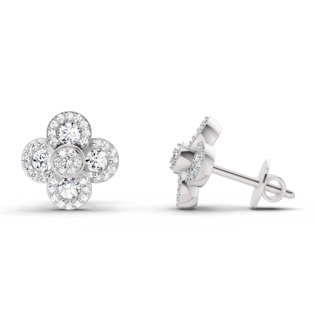 Gleaming Cluster Diamond Earrings