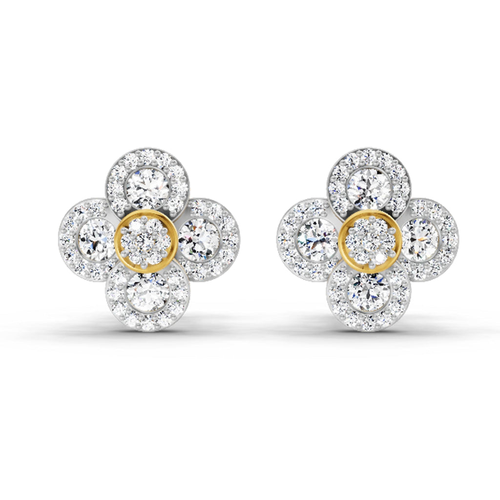 0.79 Carat Cluster Diamond Earrings 14K