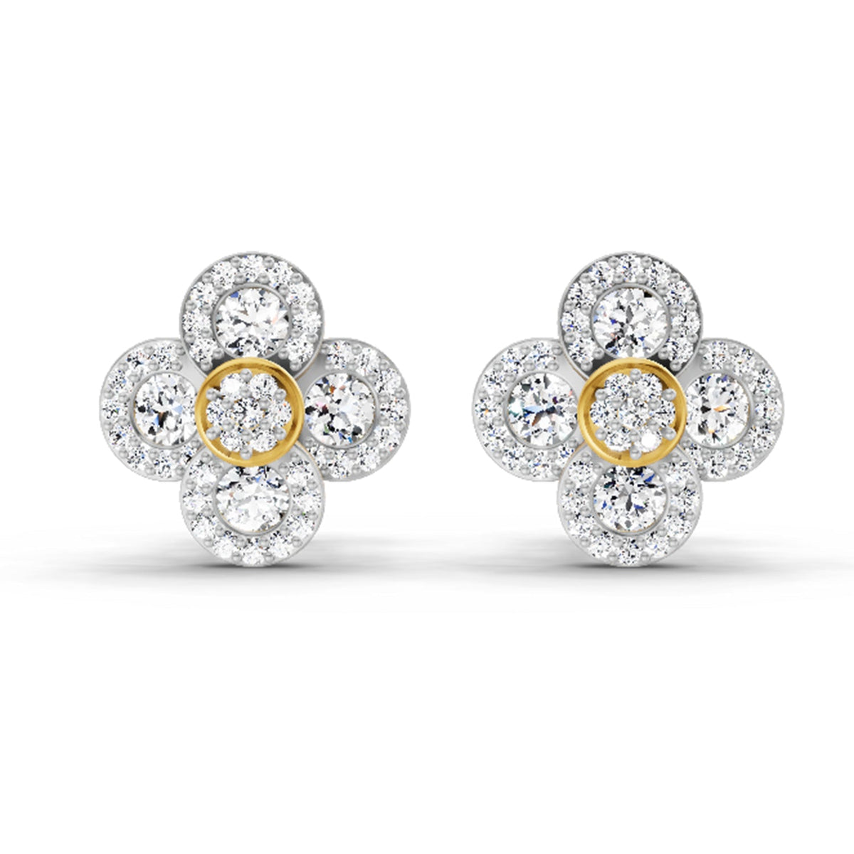 0.79 Carat Cluster Diamond Earrings 14K
