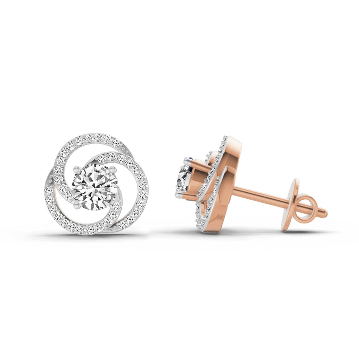 Ethereal Circle Halo Diamond Stud Earrings