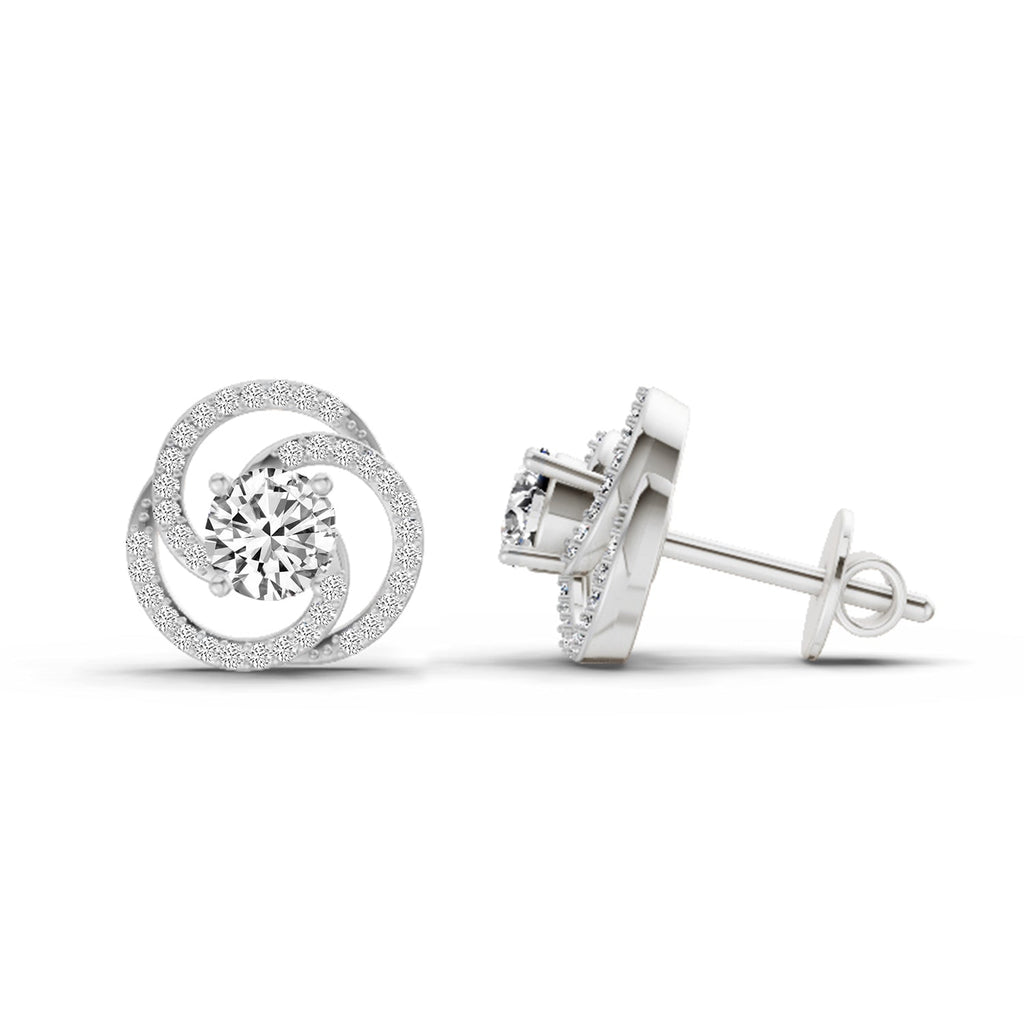 Ethereal Circle Halo Diamond Stud Earrings