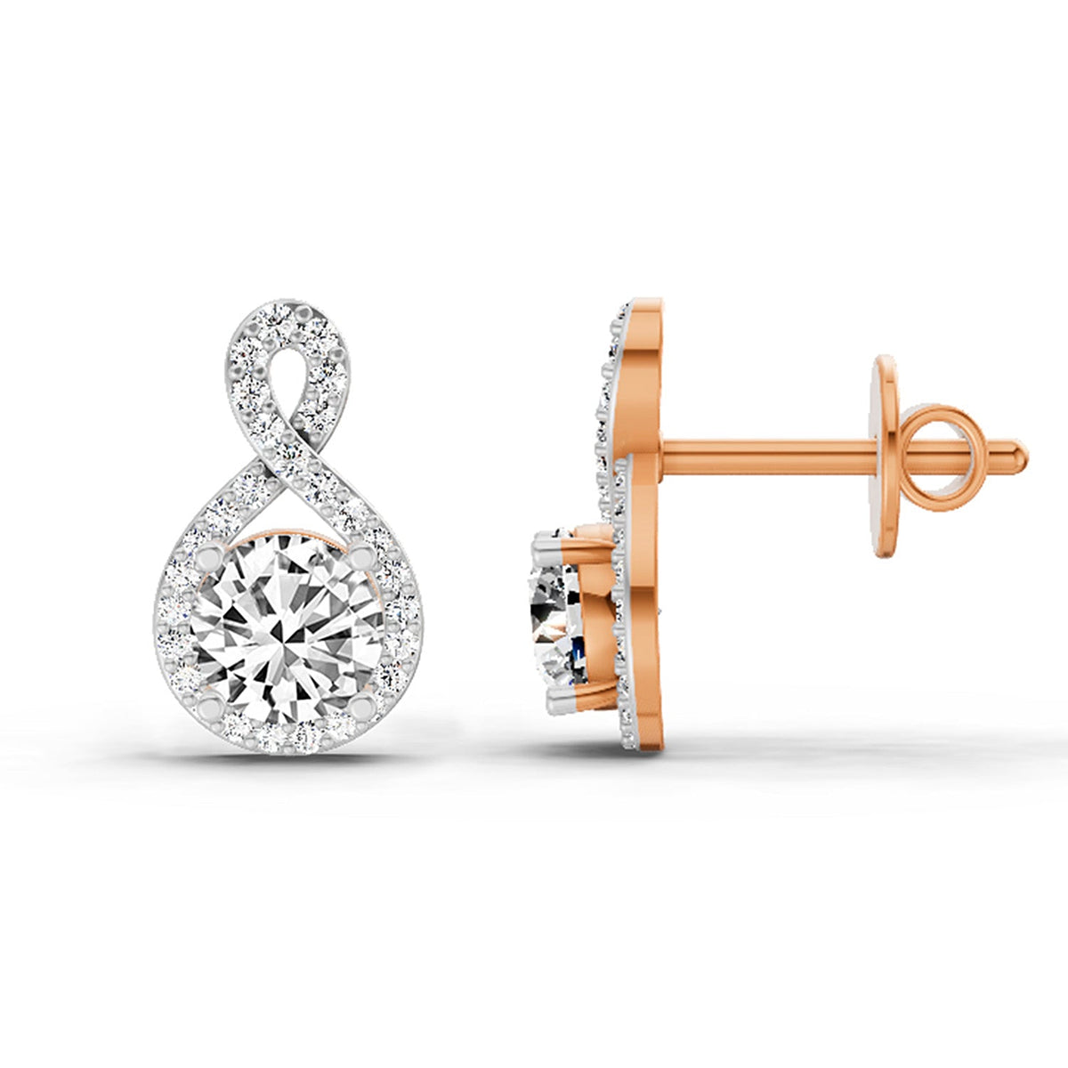 Ethereal Teardrop Infinity Diamond Stud Earrings
