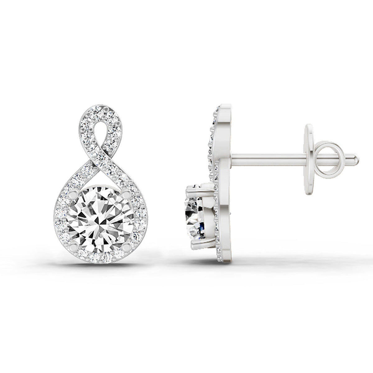 Ethereal Teardrop Infinity Diamond Stud Earrings
