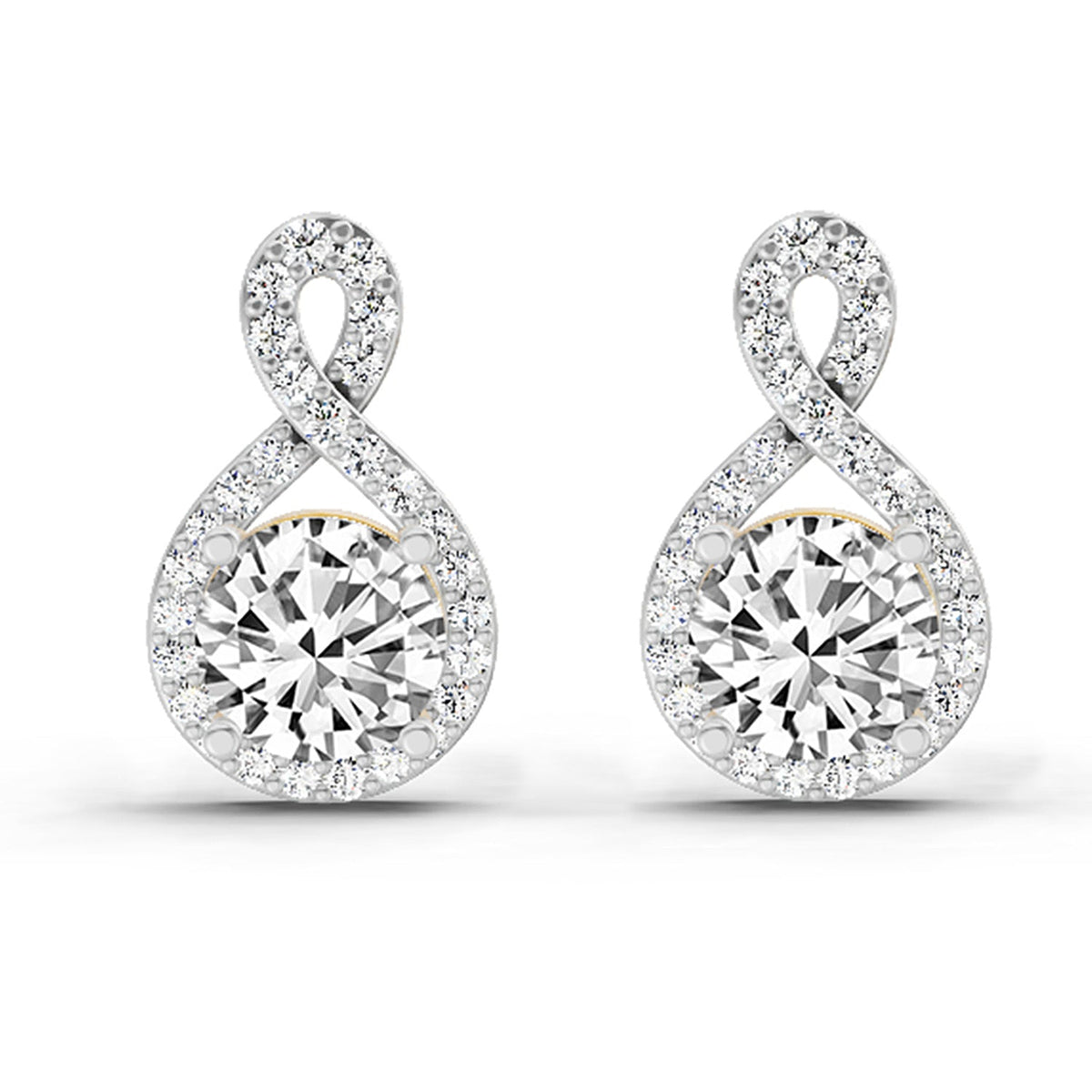 1.08 Ct Teardrop Infinity Stud Earrings 14K