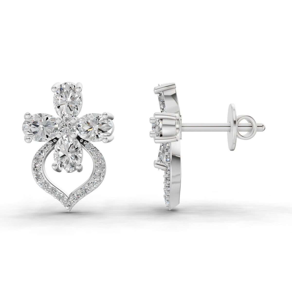 Ethereal Oval Cluster Diamond Earrings