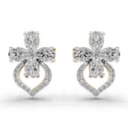 1.79 Carat Oval Shape Cluster Diamond Earrings 14K