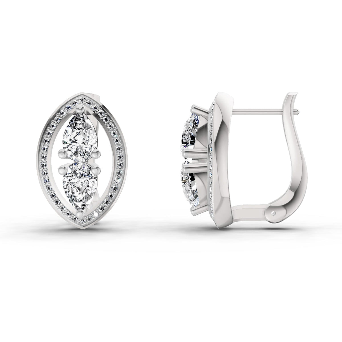 Pristine Pear Cluster Diamond Earrings