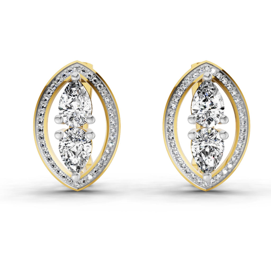 2.63 Carat Pear Shape Cluster Diamond Earrings 14K