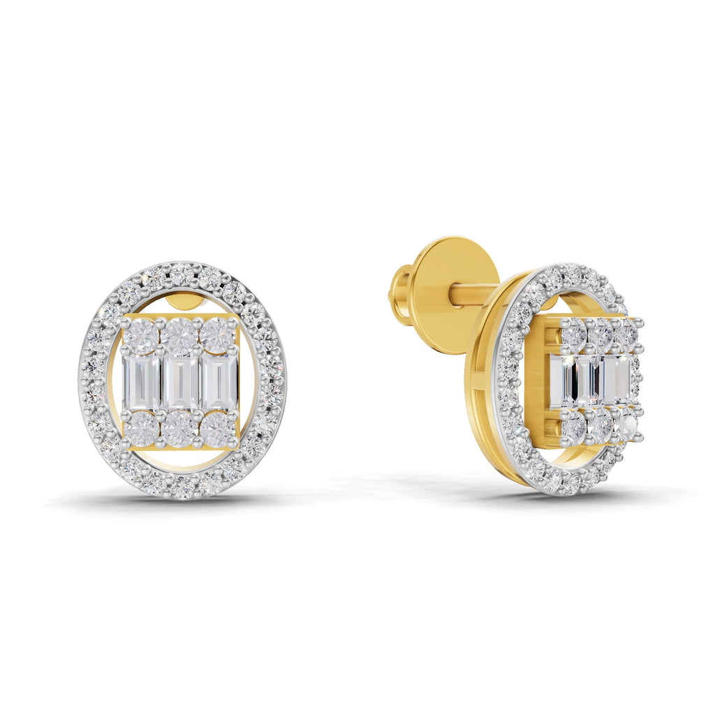 0.76 Carat Baguette Shape Cluster Diamond Earrings 14K
