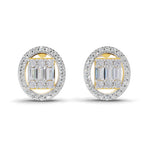 0.76 Carat Baguette Shape Cluster Diamond Earrings 14K