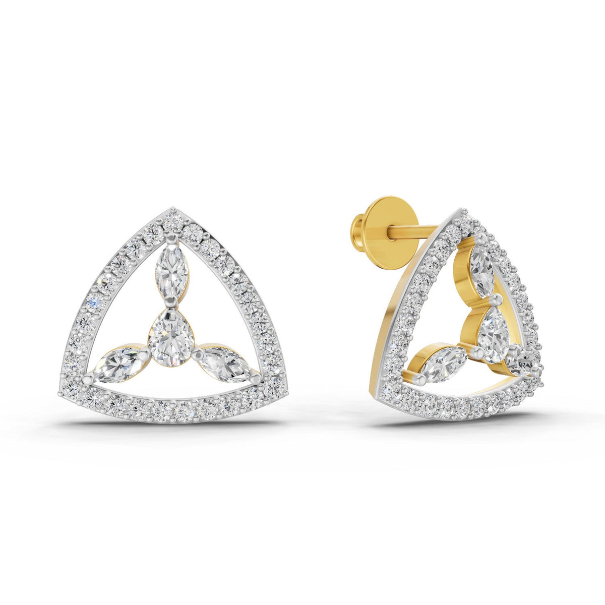 1.42 Carat Eterna Trinity Diamond Earrings 14K