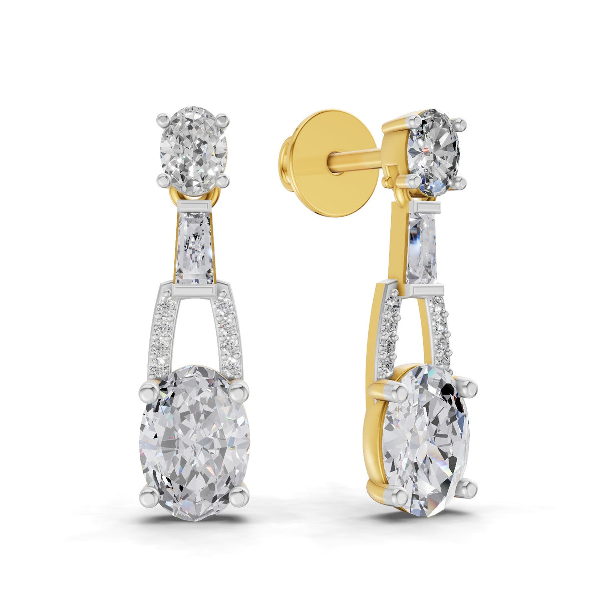 2.4 Carat Oval Shape Dangle Diamond Earrings 14K