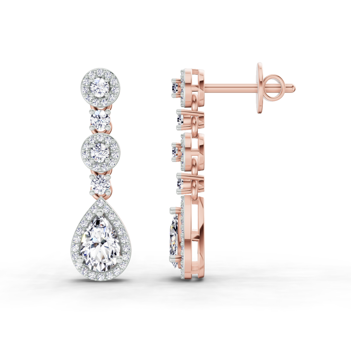 Stunning Pear Diamond Dangle Earrings