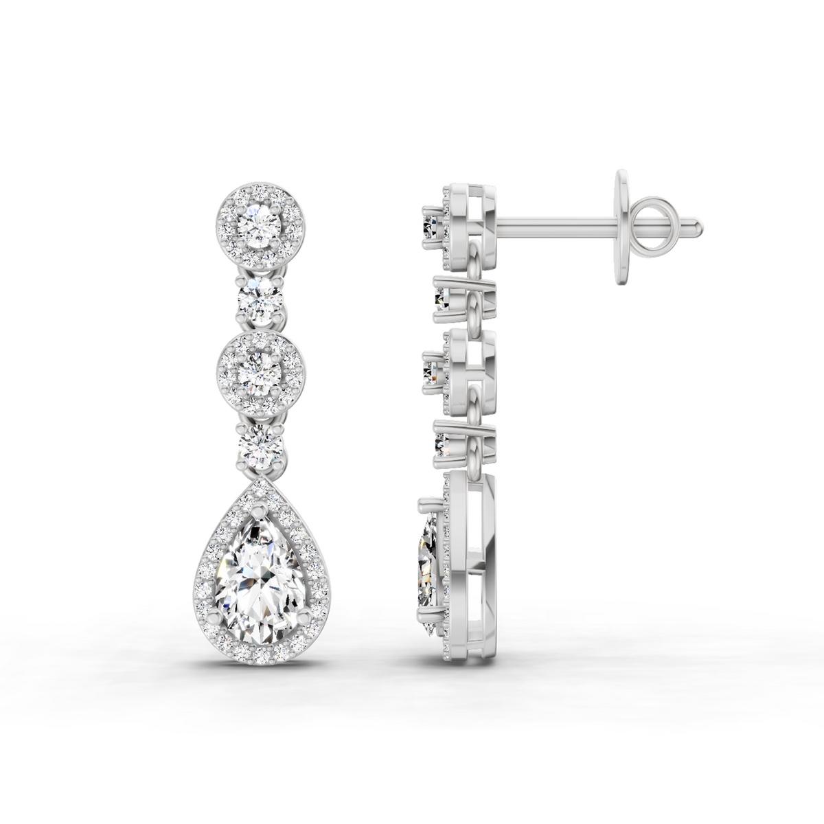 Stunning Pear Diamond Dangle Earrings