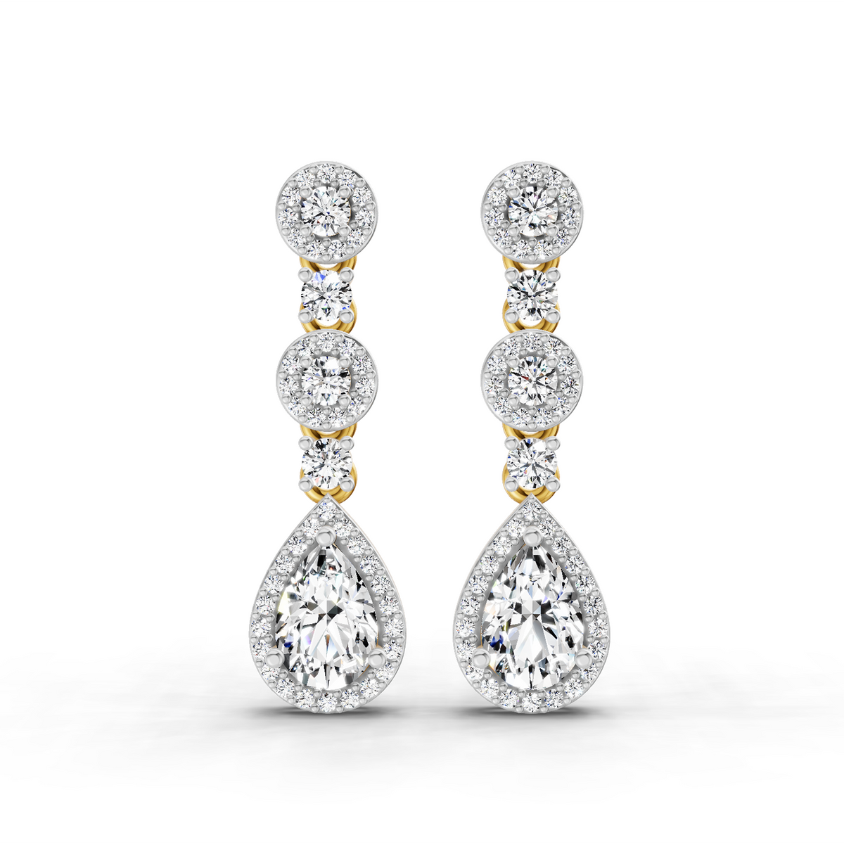 1.67 Carat Pear Shape Dangle Diamond Earrings 14K