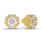 0.37 Carat Round blooming flower Diamond Earrings 14K