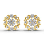0.37 Carat Round blooming flower Diamond Earrings 14K