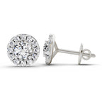 Shimmering Round Halo Diamond Stud Earrings