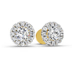 1 Carat Round Halo Stud Earrings 14K
