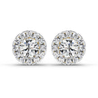 1 Carat Round Halo Stud Earrings 14K