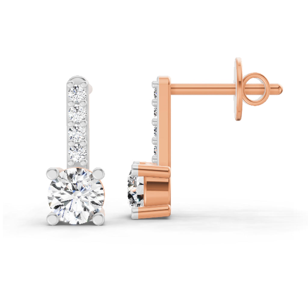 0.75 Carat Round Bar Drop Earrings 14K - Rose Gold