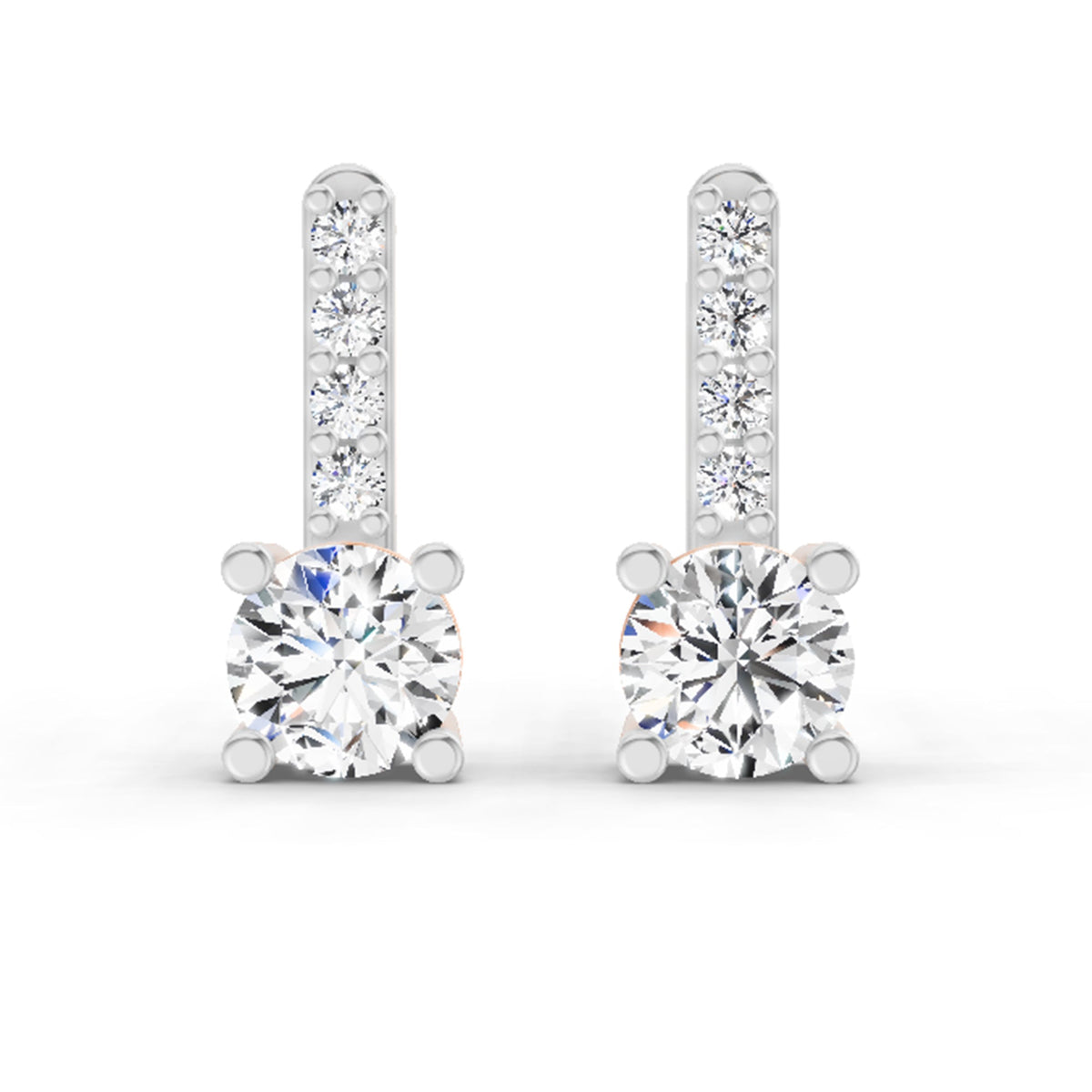 0.75 Carat Round Bar Drop Earrings 14K - Rose Gold