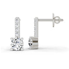 0.75 Carat Round Bar Drop Earrings 14K - White Gold