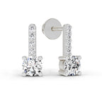 0.75 Carat Round Bar Drop Earrings 14K - White Gold
