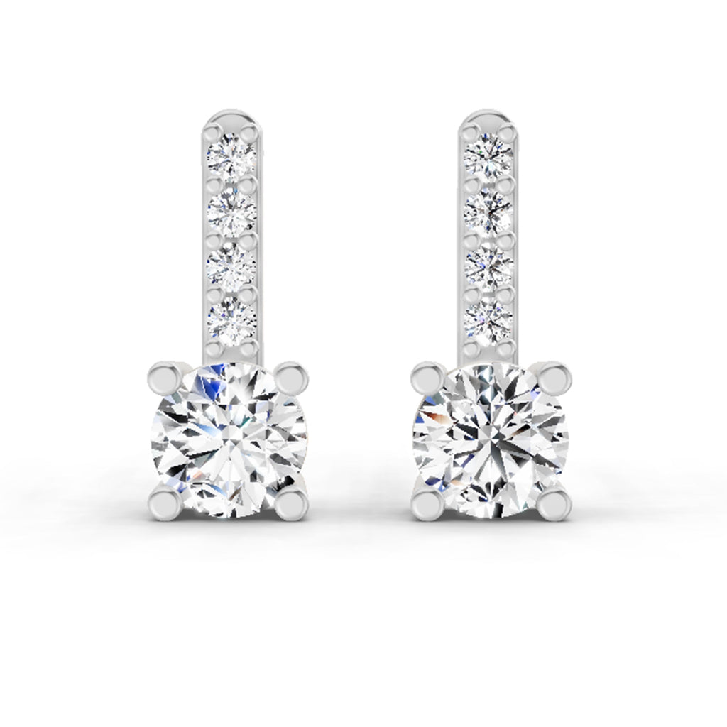 0.75 Carat Round Bar Drop Earrings 14K - White Gold