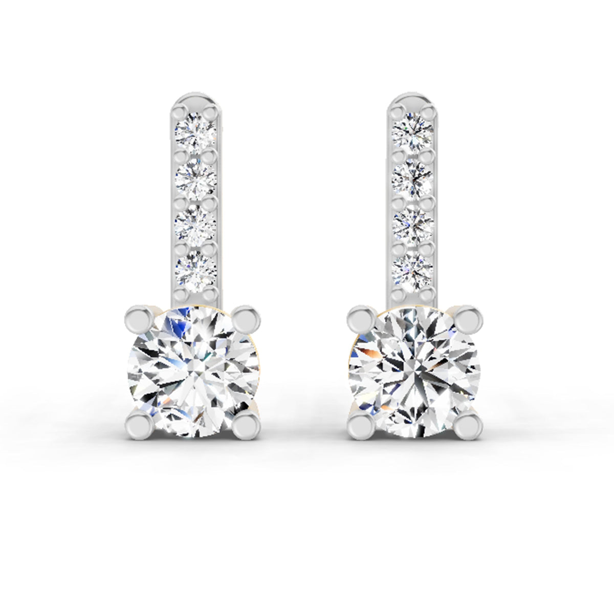 0.75 Carat Round Bar Drop Earrings 14K